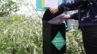 A ballot box with meidän Havukoski logo.