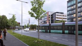 Vantaan ratikan havainnekuva Rälssitieltä. 