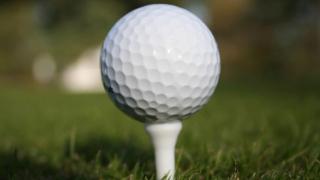 Golfpallo viheriöllä.